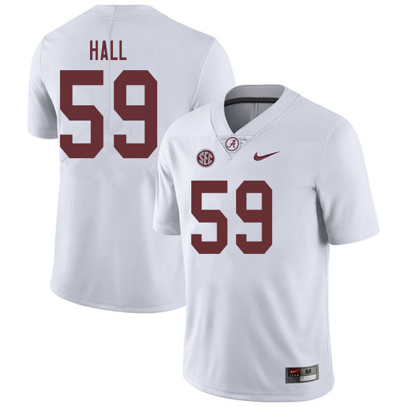 Men #59 Jake Hall Alabama Crimson Tide College Football Jerseys Sale-White